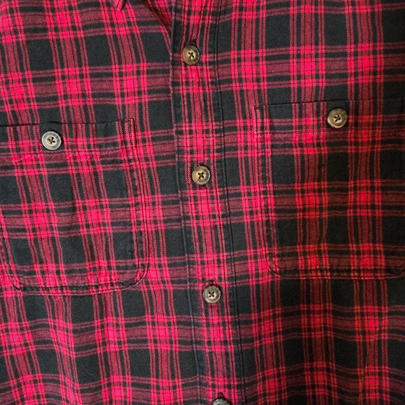 Duluth Trading Company Button Up Flannel Shirt Medium Men's Red Black Plaid - Picture 5 of 5